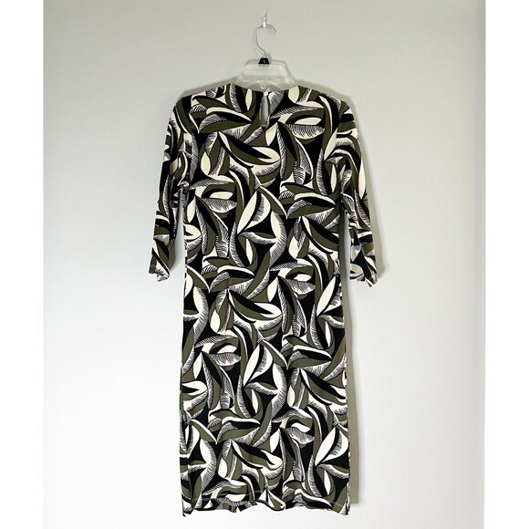 J. McLaughlin Catalyst Ponte Knit Dress 3/4 Sleeve Pop Feather Print Size Small‎ - Picture 2 of 6